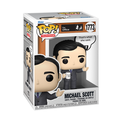 Figura Funko Pop! Michael Scott da série The Office na caixa.