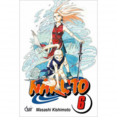Capa do livro manga Naruto volume 6 com duas personagens femininas segurando espadas.