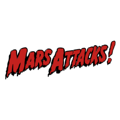Texto MARS ATTACKS! em vermelho com contorno preto