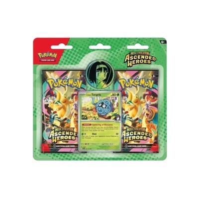 Pack Pokémon Mega Evolution Ascended Heroes com cartas de jogo e cartão promocional Tangela