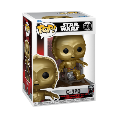 Figura Funko Pop! C-3PO Star Wars dourada em caixa original 609