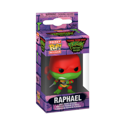 Chaveiro Funko Pop Pocket Raphael das Tartarugas Ninja na caixa