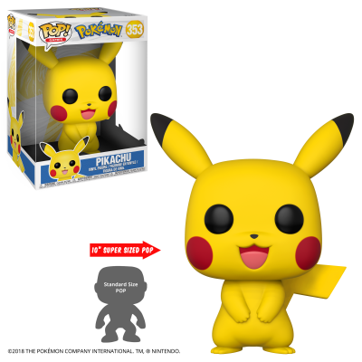 Funko Pop Pikachu amarelo da Pokémon em embalagem branca e amarela