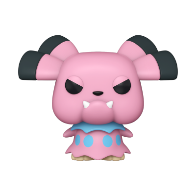 Figura estilizada Funko Pop rosa com detalhes azuis e pretos