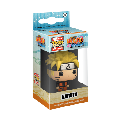 Miniatura de vinil Naruto Pocket Pop! Keychain em caixa azul