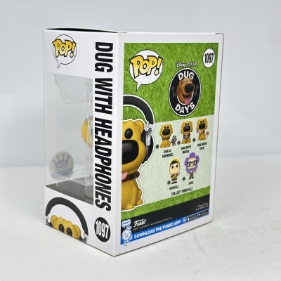 Embalagem de boneco Funko Pop Dug com headphones