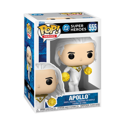 Figura Funko Pop Apollo dos Super Heroes DC número 555 em caixa