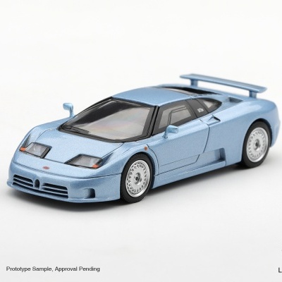 Miniatura de carro desportivo azul metálico com aerofólio