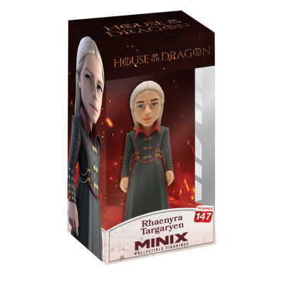 Figura colecionável Rhaenyra Targaryen da série House of the Dragon na caixa