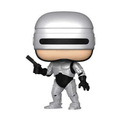 Figura colecionável de vinil Robocop com capacete e armadura prateada