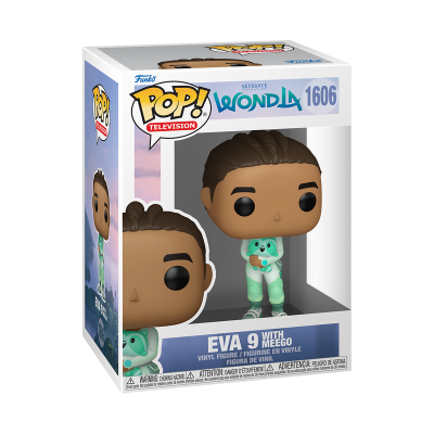 Figura Funko Pop! EVA 9 com MEGO Wonderla 1606 em caixa clara com texto e imagem da personagem