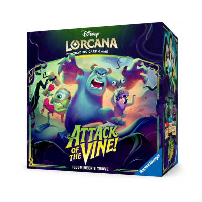 Caixa de jogo Disney Lorcana Attack of the Vine! com arte de monstros e personagens animados.