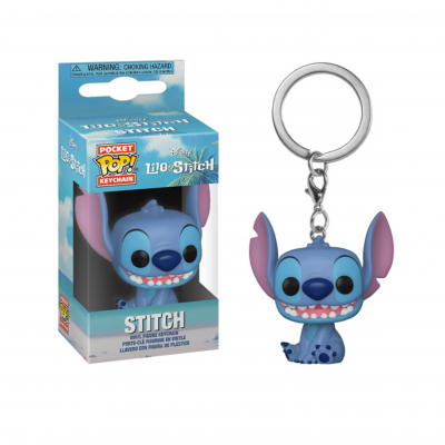 Chaveiro Funko Pop Stitch azul da Disney com embalagem