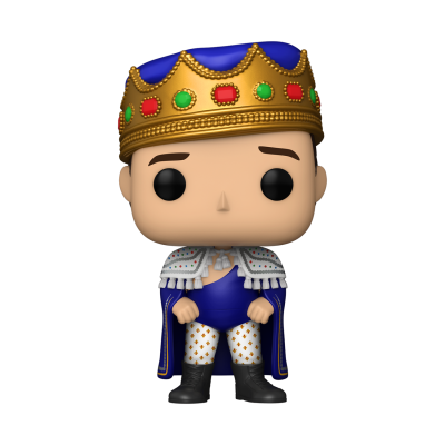 Figura Funko Pop de rei com coroa dourada e roupas azuis e brancas