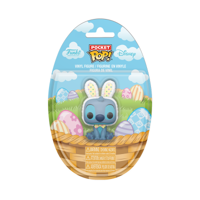 Figura em vinil Funko Pocket Pop! Disney Stitch com orelhas de coelho na embalagem em forma de ovo de Páscoa