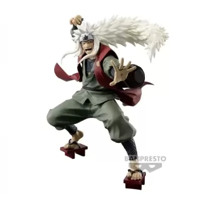 Figura de ação de personagem com cabelo branco espetado e roupa verde e vermelha
