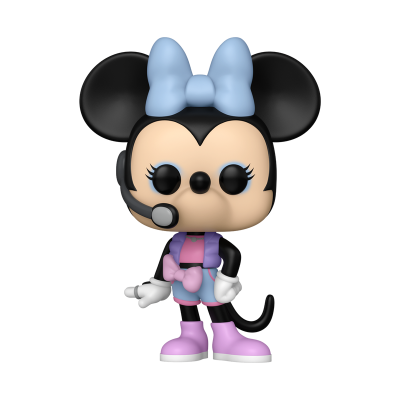Figura Funko Pop da Minnie Mouse com laço azul e microfone