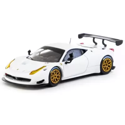 Miniatura de carro de corrida branco com jantes douradas e spoiler preto