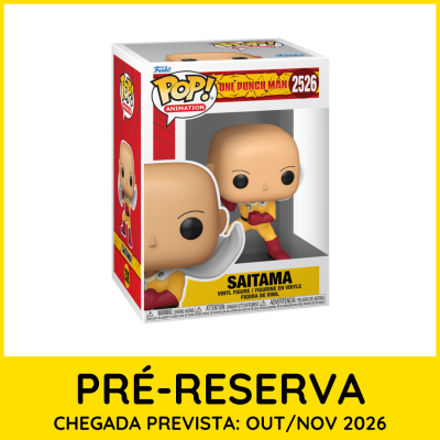 Figura Funko Pop! Saitama One Punch Man na embalagem com pré-reserva.