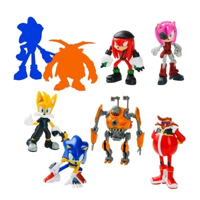 Set de bonecos articulados de personagens Sonic em plástico colorido