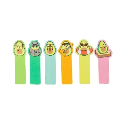 Marcadores de página coloridos com desenhos de abacates divertidos