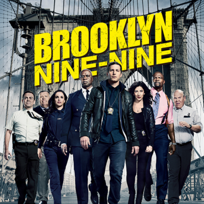Personagens da série Brooklyn Nine-Nine em frente à ponte