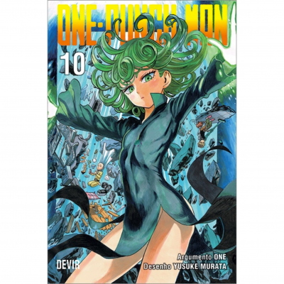 Capa da banda desenhada ONE-PUNCH MAN volume 10 com personagem de cabelo verde