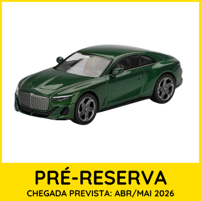 Miniatura de carro desportivo verde metálico com texto pré-reserva amarelo