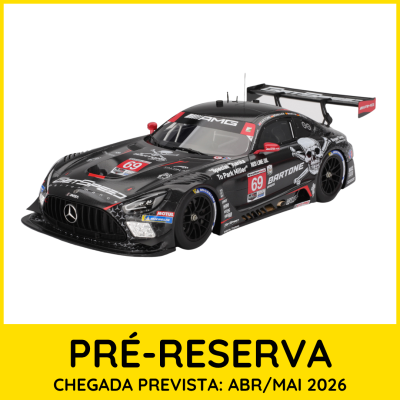 Miniatura de carro de corrida preto com logótipo Mercedes e número 69