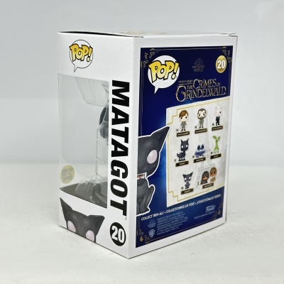 Figura Funko Pop! Matagot na caixa com janela transparente e detalhes azuis da série The Crimes of Grindelwald
