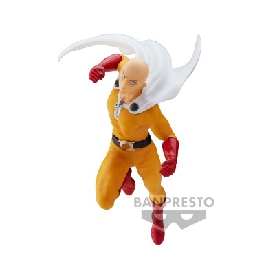 Figura de ação Saitama One Punch Man vestindo fato amarelo e capa branca