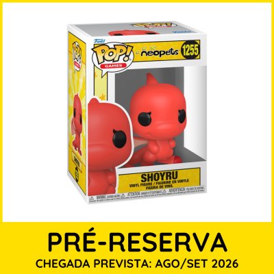 Funko Pop! Games Neopets Shoyru vermelho na caixa com aviso de pré-reserva