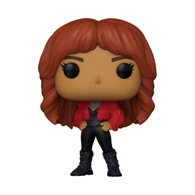 Figura Funko Pop com cabelo ruivo e casaco vermelho