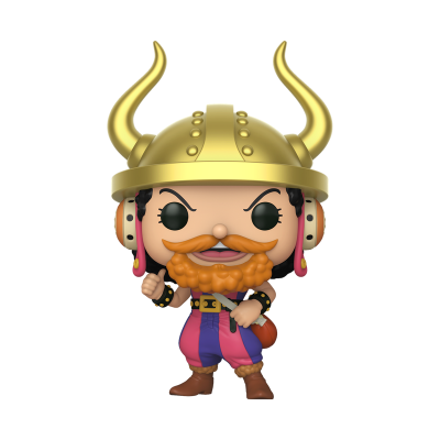Figura Funko Pop de viking com capacete dourado e cornos grandes