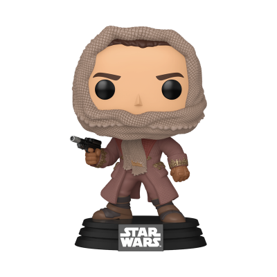 Figura colecionável Funko Pop de personagem Star Wars com cachecol bege e casaco vinho