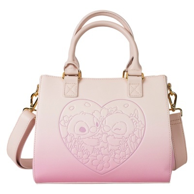 Mala de mão rosa com padrão em relevo e alça destacável