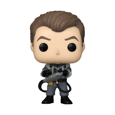 Figura colecionável Funko Pop de personagem masculino com equipamento cinza e roupa cinza escura
