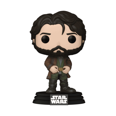 Figura Funko Pop! Cassian Andor de Star Wars em vinil com base preta e logo branco.