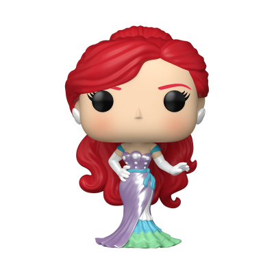 Figurine Funko Pop de personagem feminina com cabelo vermelho ondulado e vestido colorido