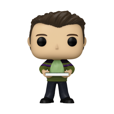 Figura Funko Pop de uma personagem com camisola verde e cabelo castanho.