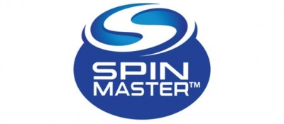 Logotipo Spin Master em azul e branco