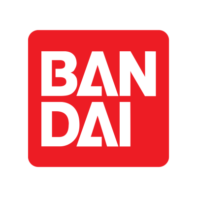 Logótipo BANDAI em branco sobre fundo vermelho