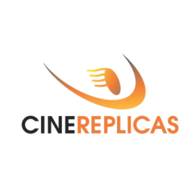 Logótipo CINEREPLICAS com gráfico laranja e texto em preto e laranja