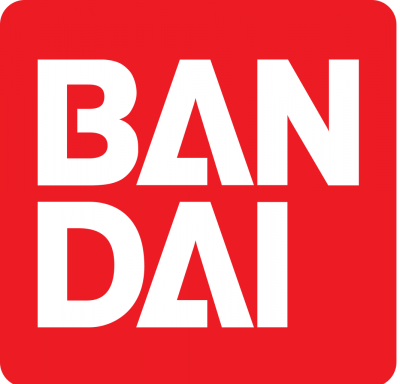 Logótipo branco da Bandai em fundo vermelho