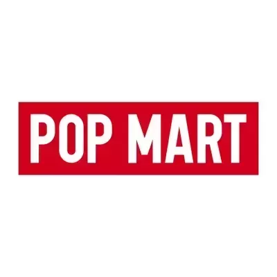 Logótipo POP MART em vermelho e branco