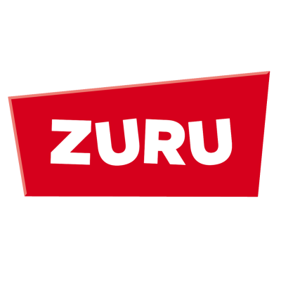 Logótipo vermelho com a palavra ZURU em branco