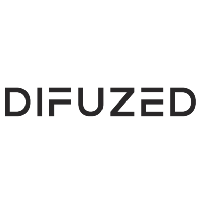 Logótipo DIFUZED em preto sobre fundo branco