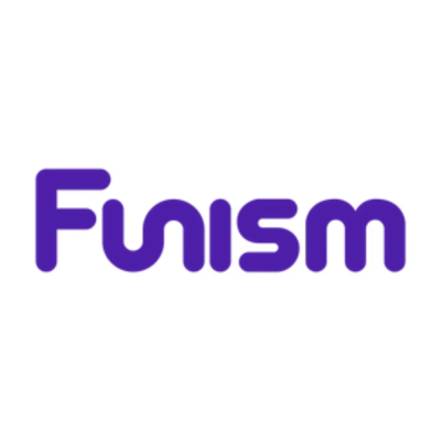 Logotipo com a palavra Funism em roxo