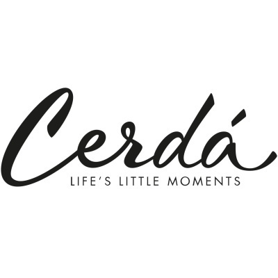 Logótipo preto da marca Cerdá com slogan