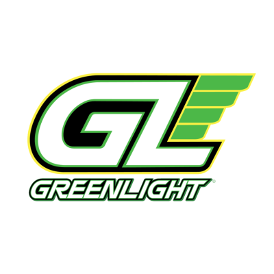 Logótipo da marca GREENLIGHT com letras GL e linhas verdes e amarelas